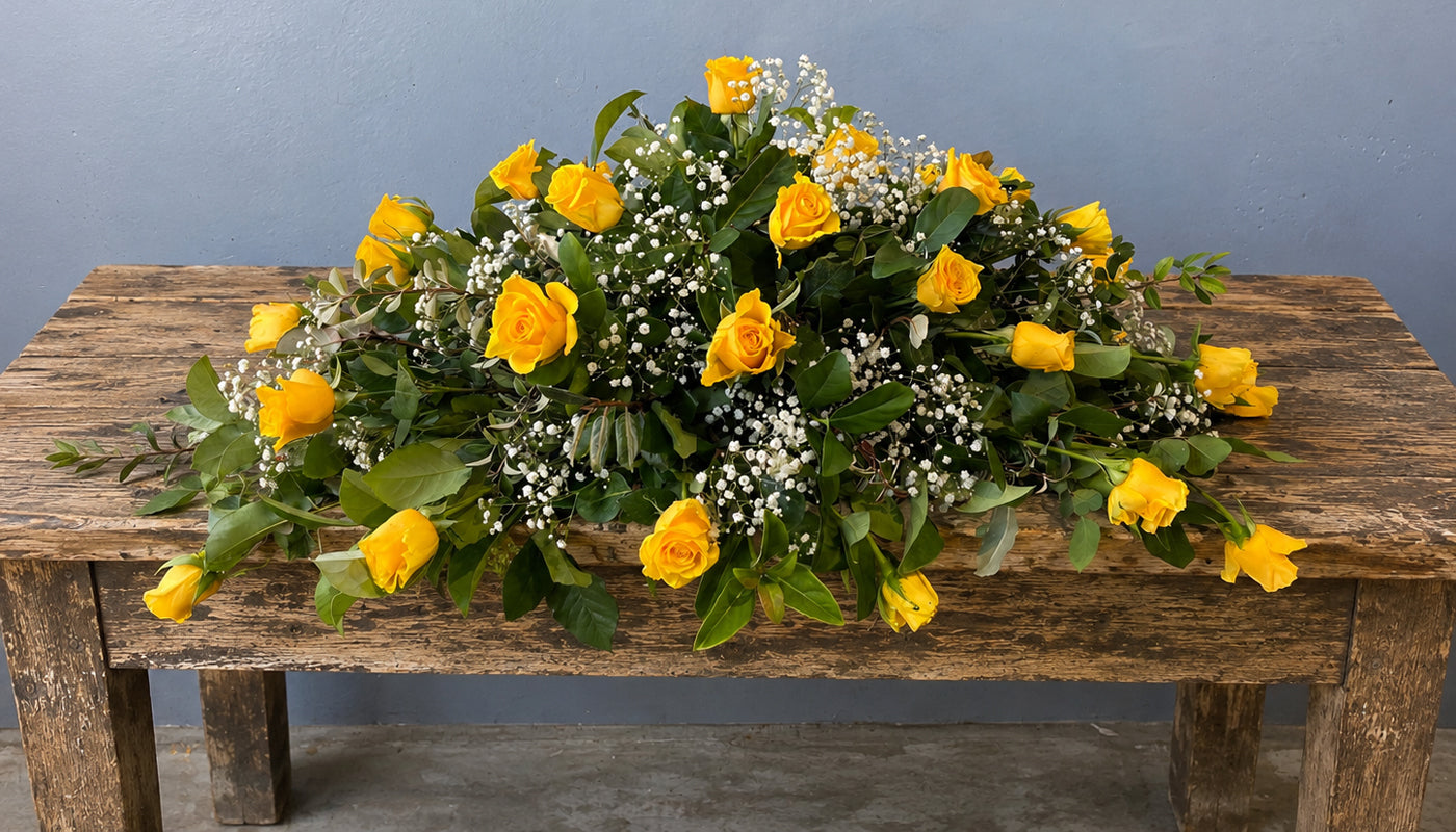 Yellow Rose Casket Flowers