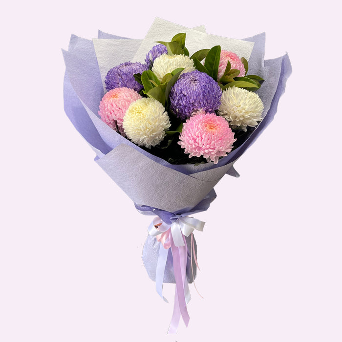 Pompom chrysanthemum bouquet pastel Mum flowers Mother’s Day same day delivery Geelong