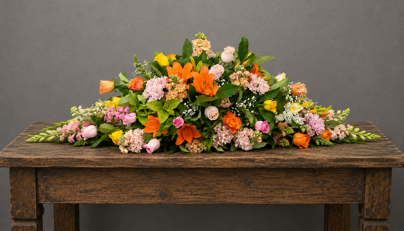 Bright Colourful Casket Flowers