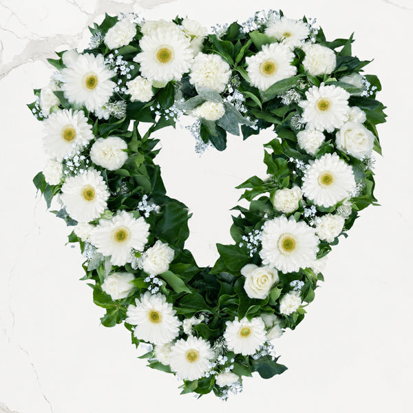 Adored - Extra Large Heart Wreath White