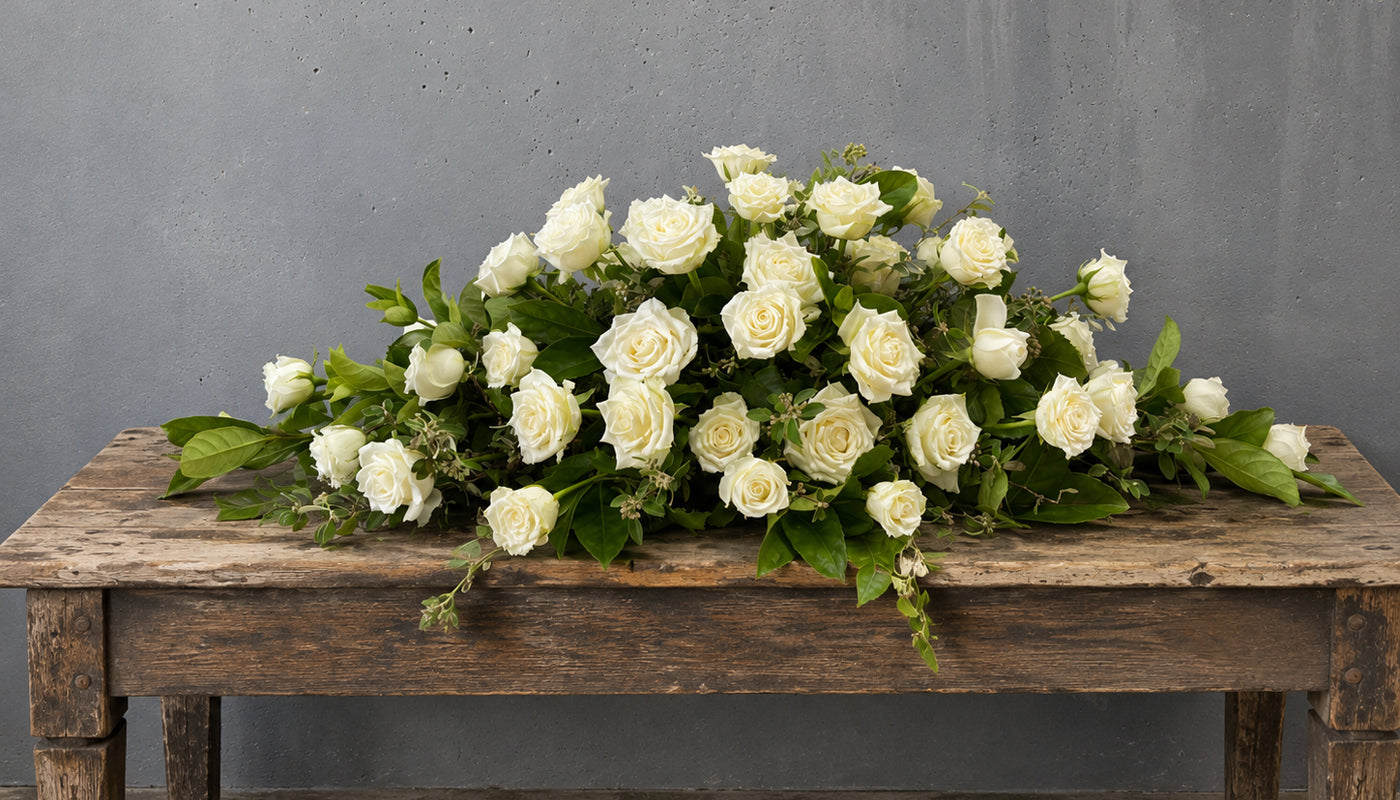 White Rose Casket Flowers